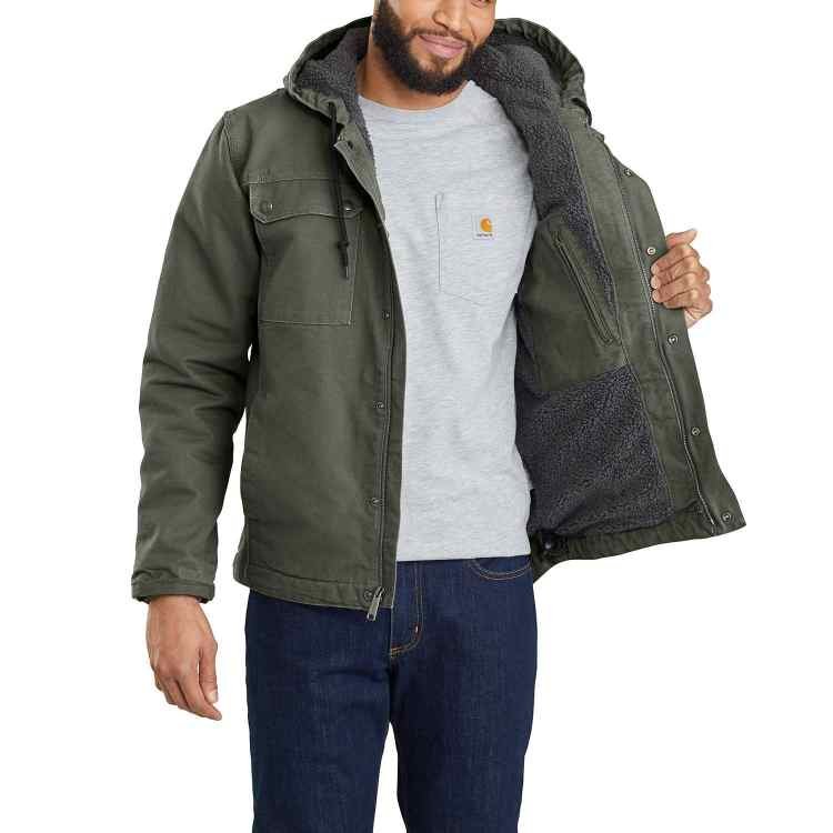 Relaxed Fit Washed Duck Sherpa-Lined Utility Jacket - Image 4
