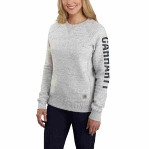 Relaxed Fit Midweight Crewneck Block Logo Sleeve Graphic Sweatshirt