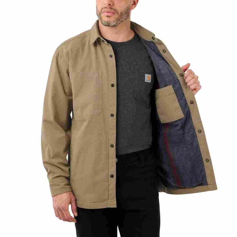 Rugged Flex? Relaxed Fit Canvas Fleece-Lined Snap-Front Shirt Jac - Image 5