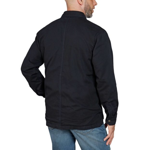 Rugged Flex? Relaxed Fit Canvas Fleece-Lined Snap-Front Shirt Jac - Image 3
